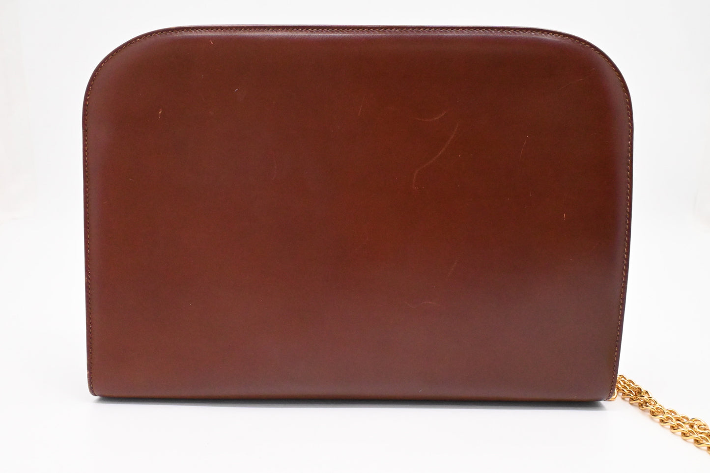 Ferragamo Chain Crossbody Bag in Brown Leather