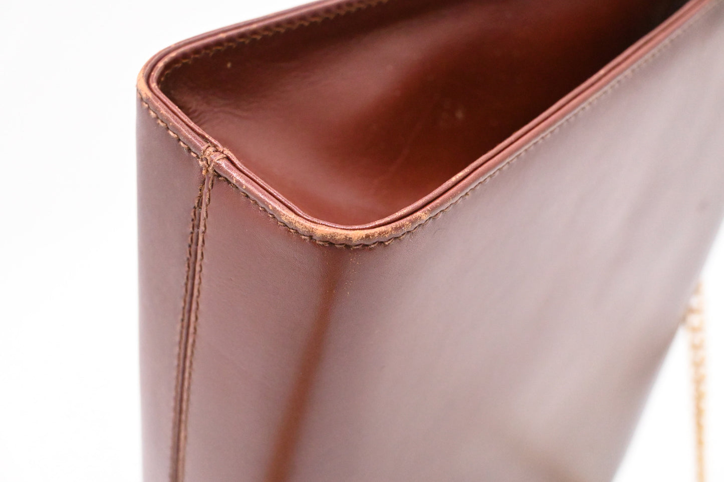 Ferragamo Chain Crossbody Bag in Brown Leather