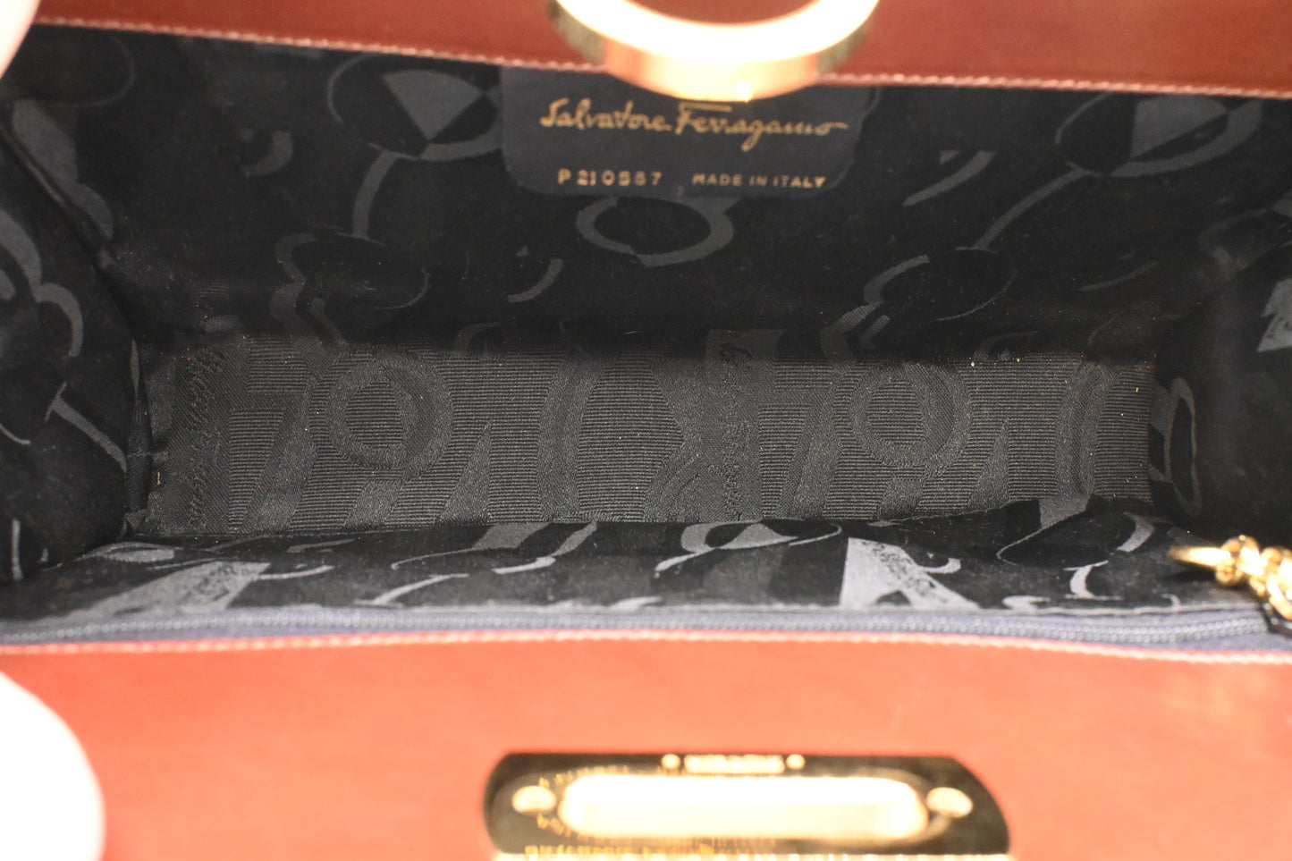 Ferragamo Chain Crossbody Bag in Brown Leather