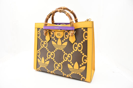 Gucci x Adidas Diana MM in Yellow and Brown Leather