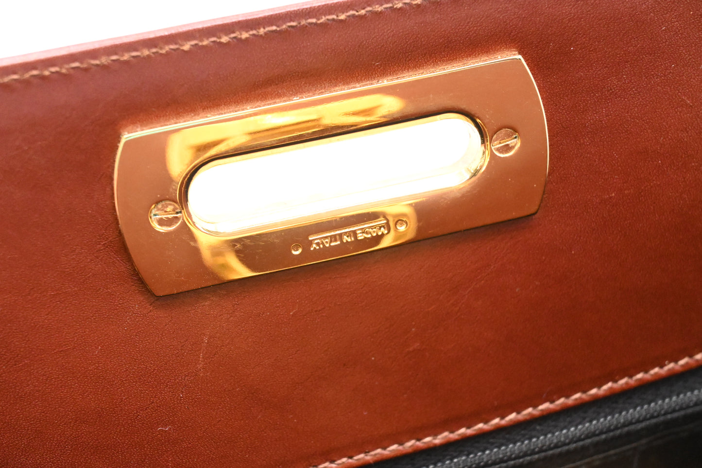 Ferragamo Chain Crossbody Bag in Brown Leather