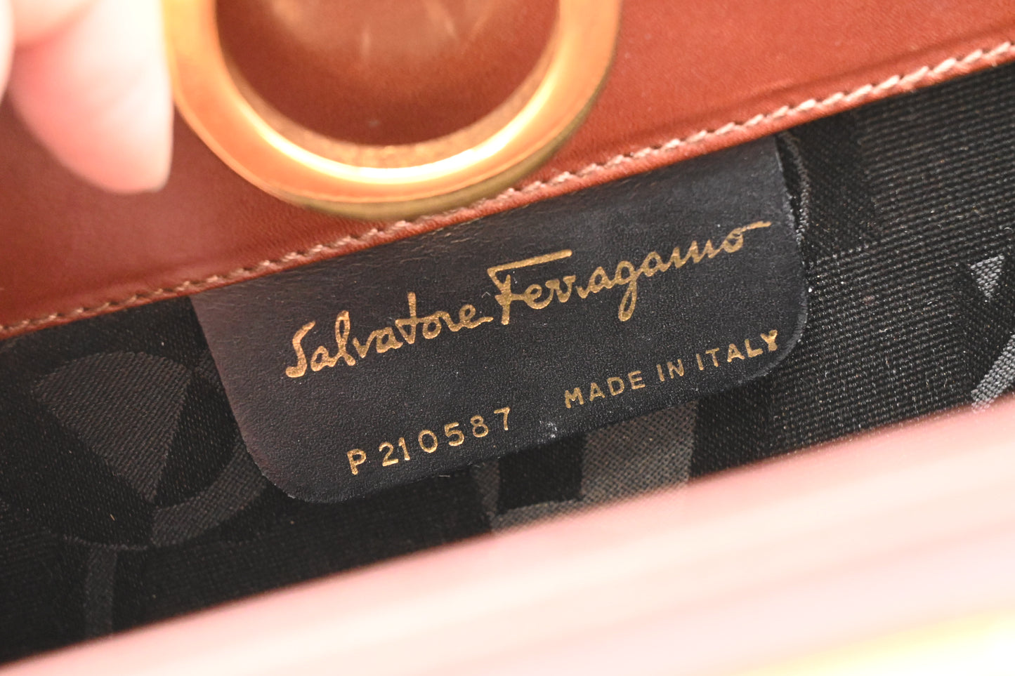 Ferragamo Chain Crossbody Bag in Brown Leather