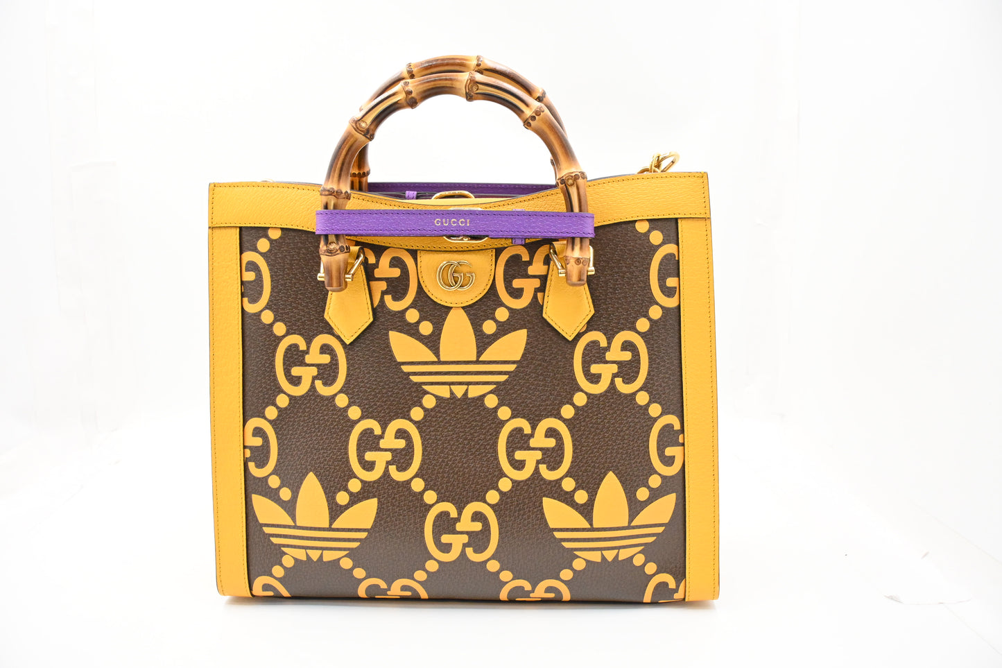 Gucci x Adidas Diana MM in Yellow and Brown Leather