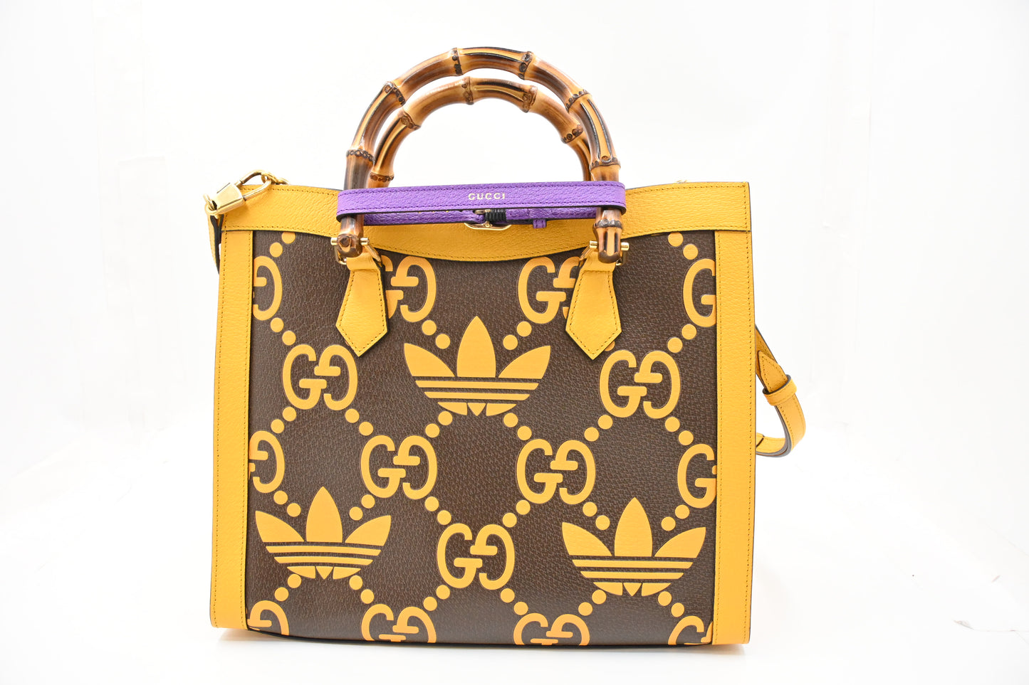 Gucci x Adidas Diana MM in Yellow and Brown Leather
