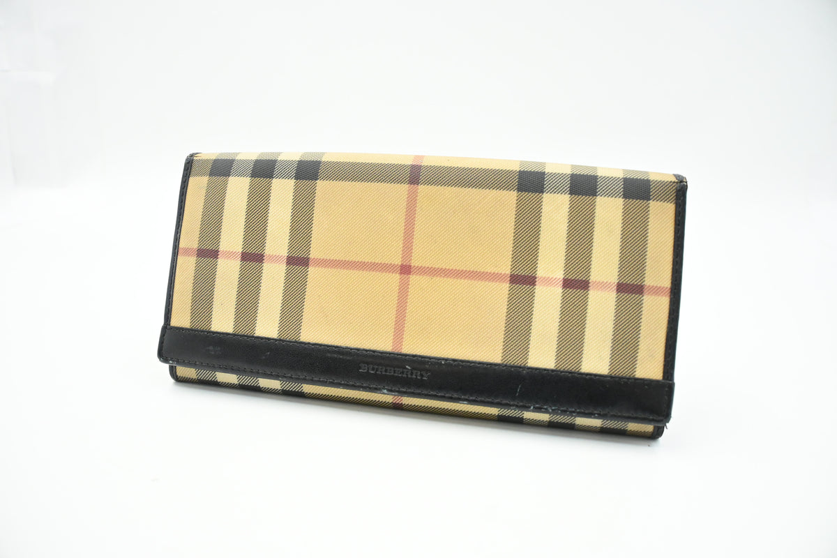 Burberry Long Wallet in Brown Coated Canvas