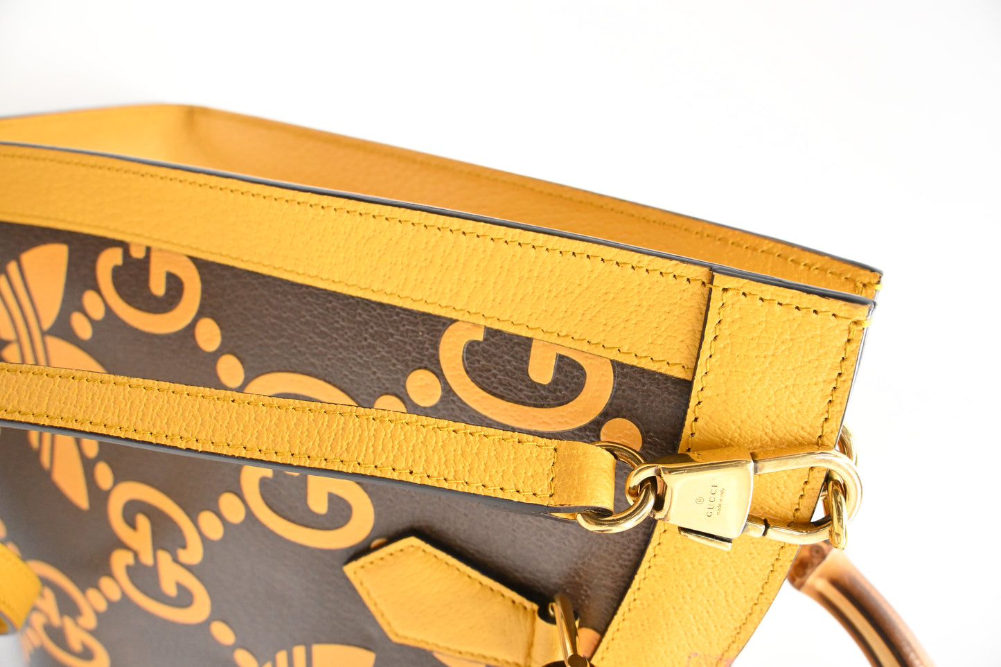 Gucci x Adidas Diana MM in Yellow and Brown Leather