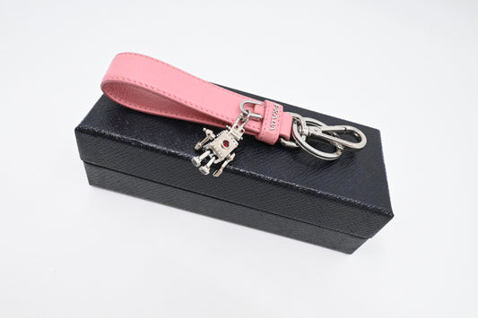 Prada Keychain in Pink Saffiano Leather