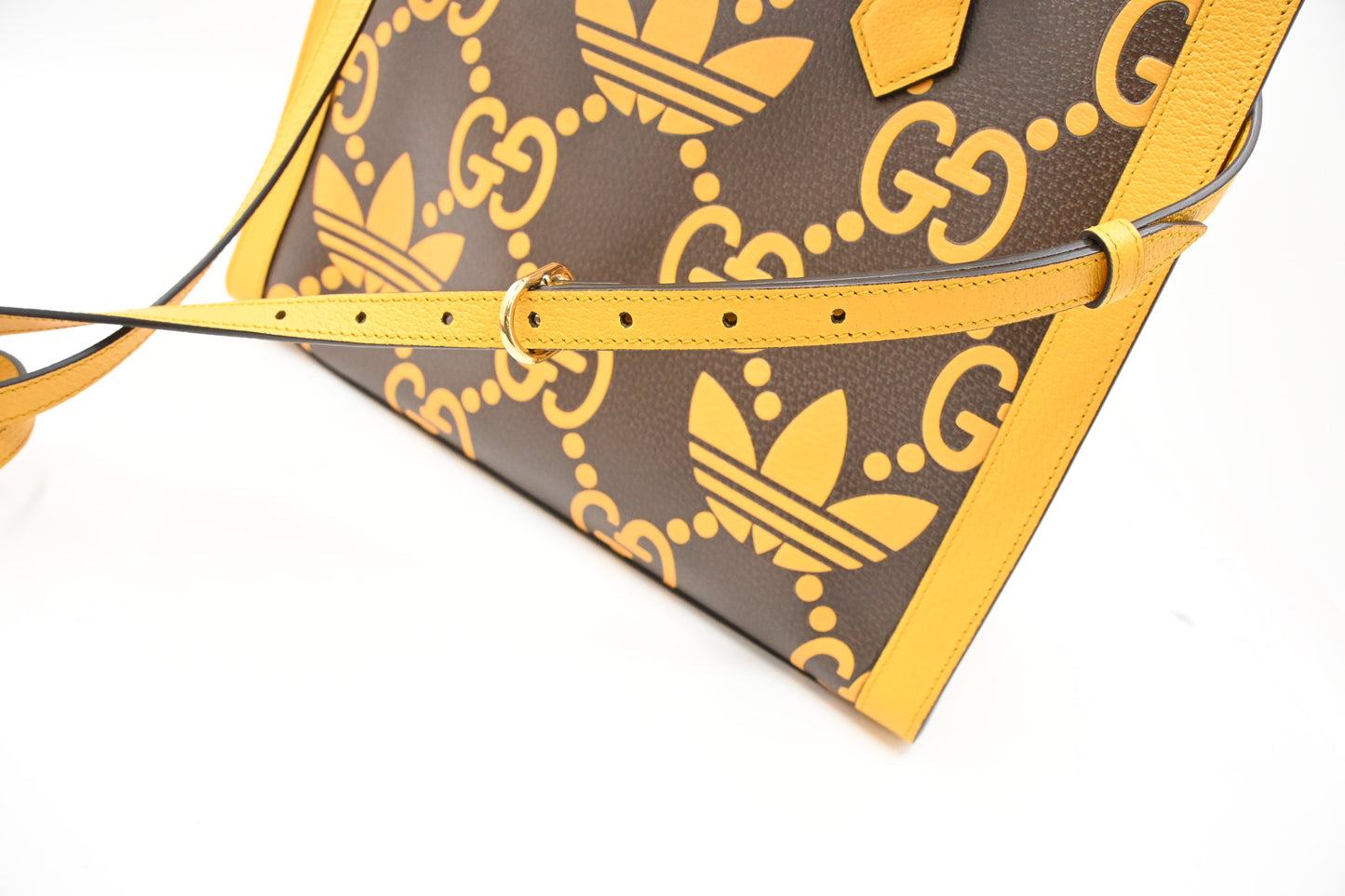 Gucci x Adidas Diana MM in Yellow and Brown Leather