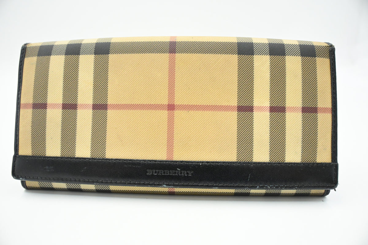 Burberry Long Wallet in Brown Coated Canvas