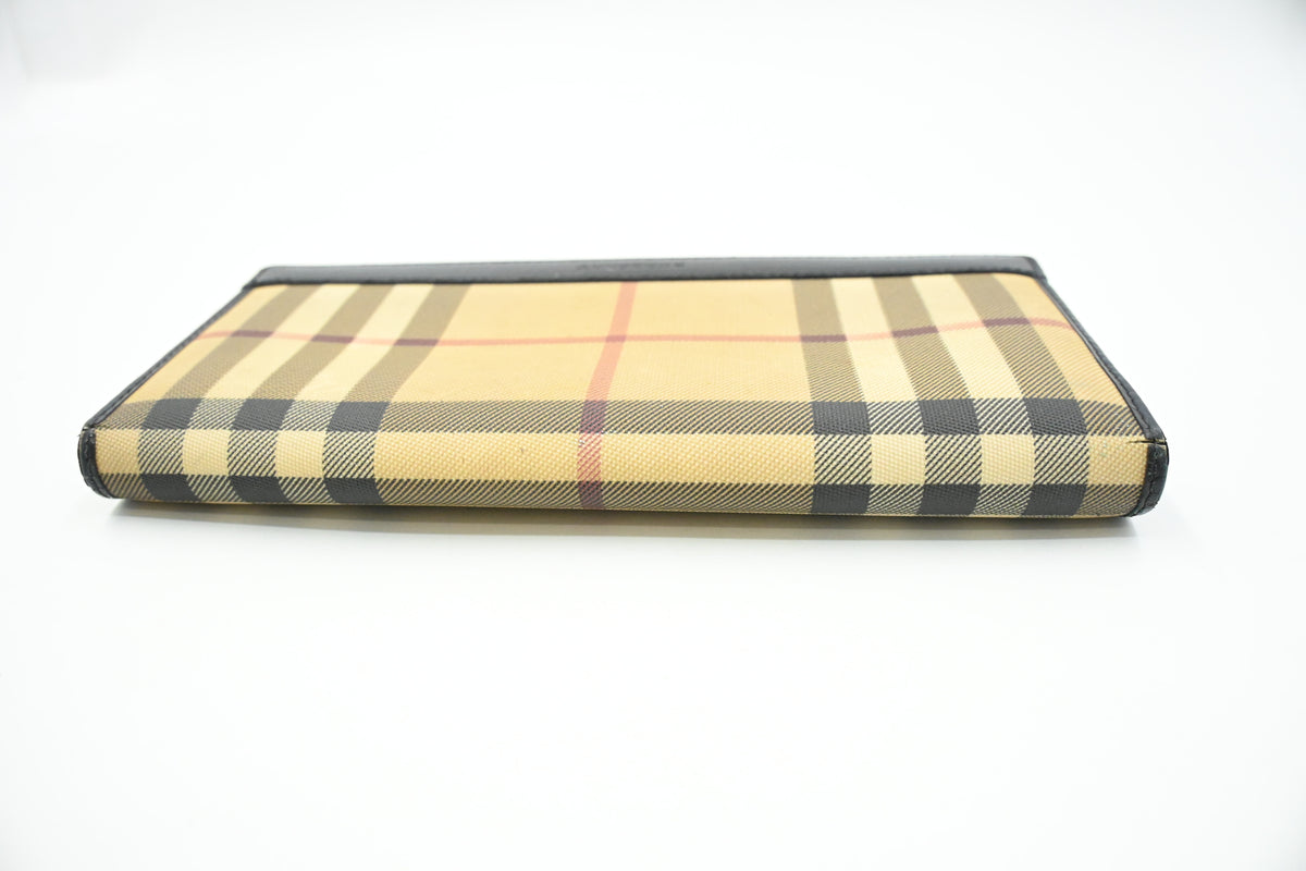 Burberry Long Wallet in Brown Coated Canvas