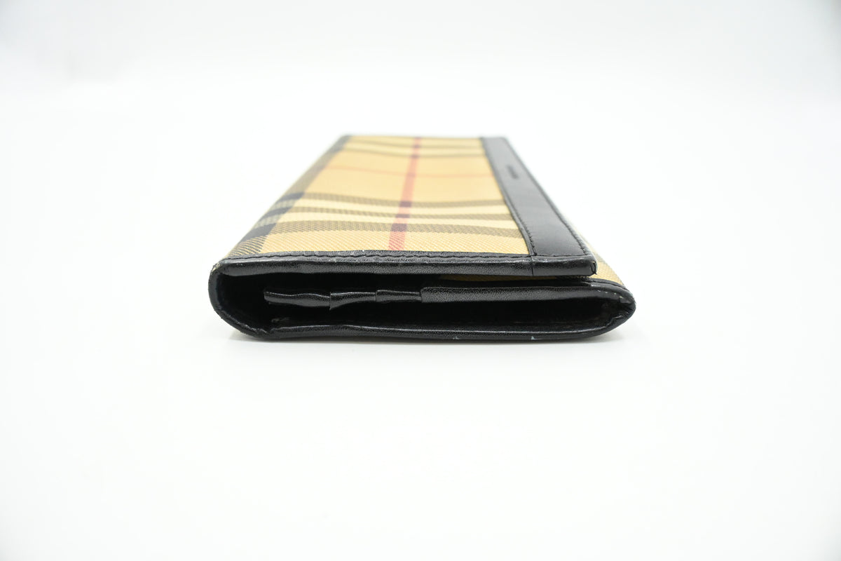 Burberry Long Wallet in Brown Coated Canvas