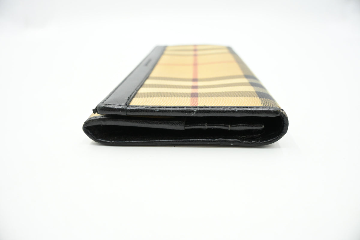 Burberry Long Wallet in Brown Coated Canvas