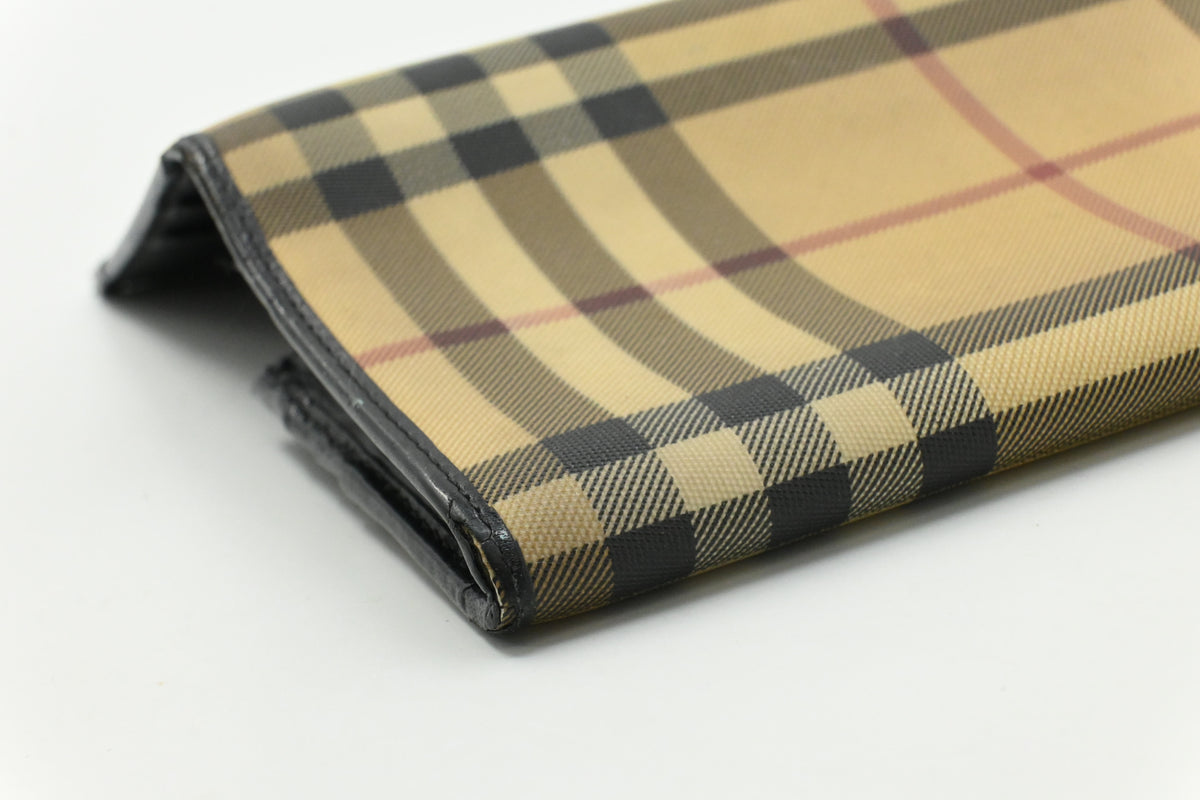 Burberry Long Wallet in Brown Coated Canvas