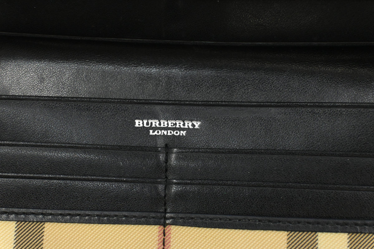 Burberry Long Wallet in Brown Coated Canvas