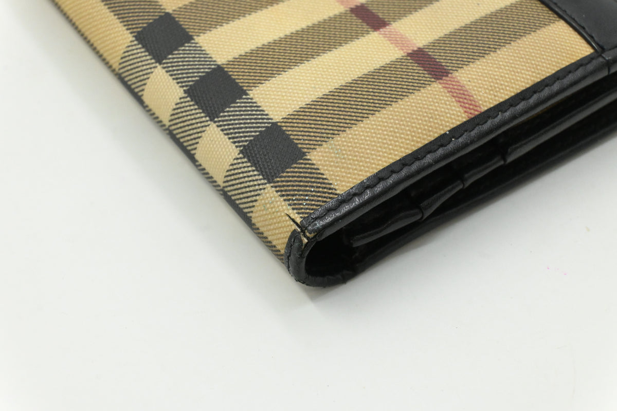 Burberry Long Wallet in Brown Coated Canvas