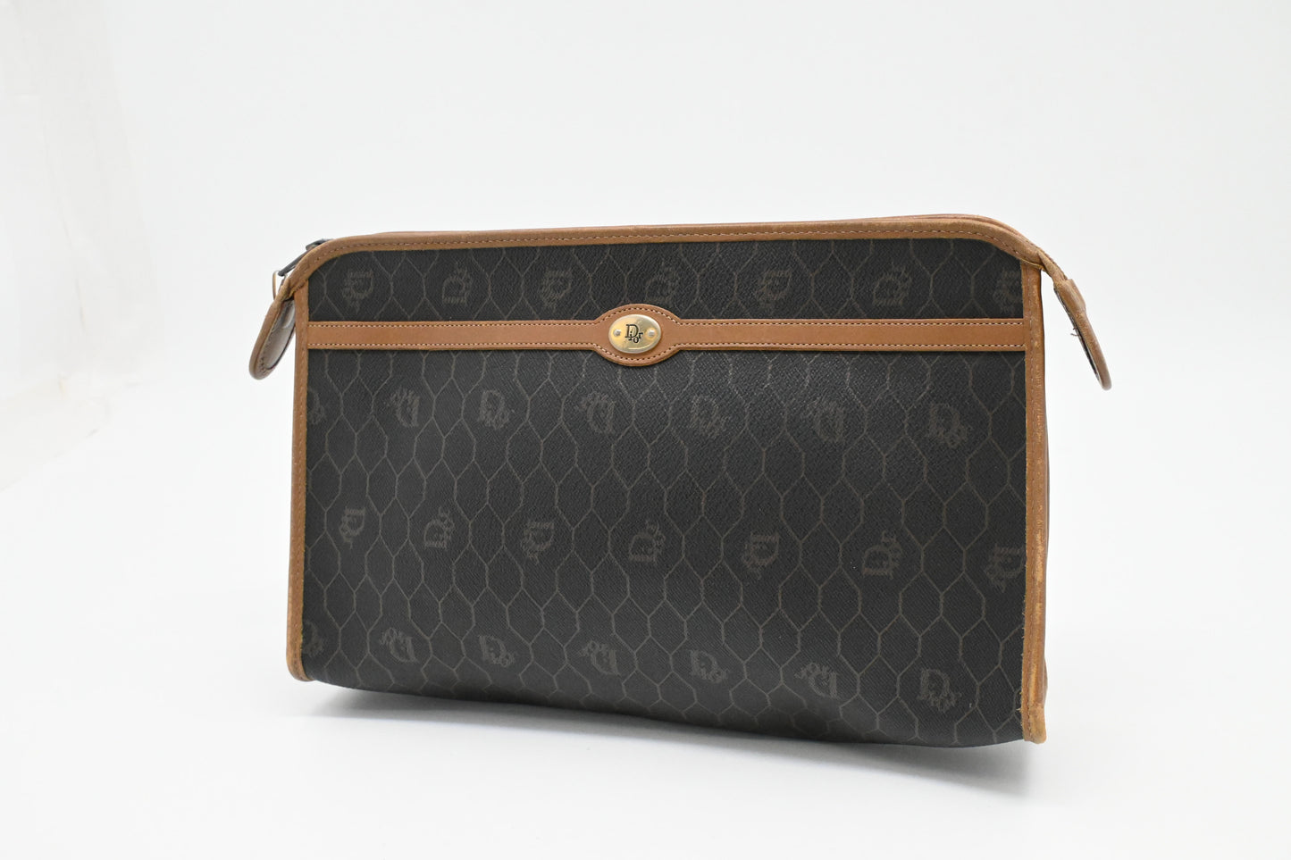Dior Pouch in Gray Honeycomb Coated Canvas