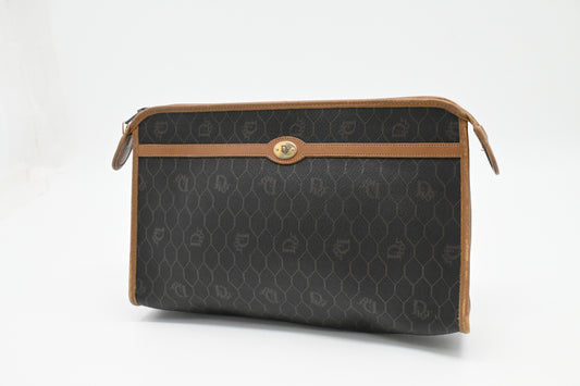 Dior Pouch in Gray Honeycomb Coated Canvas