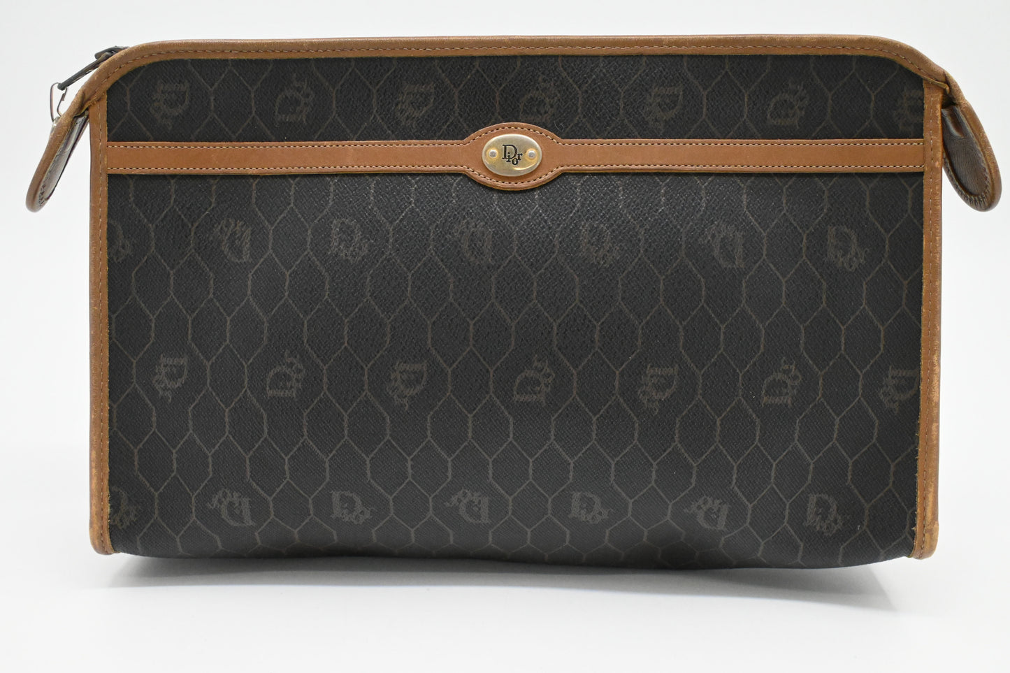 Dior Pouch in Gray Honeycomb Coated Canvas