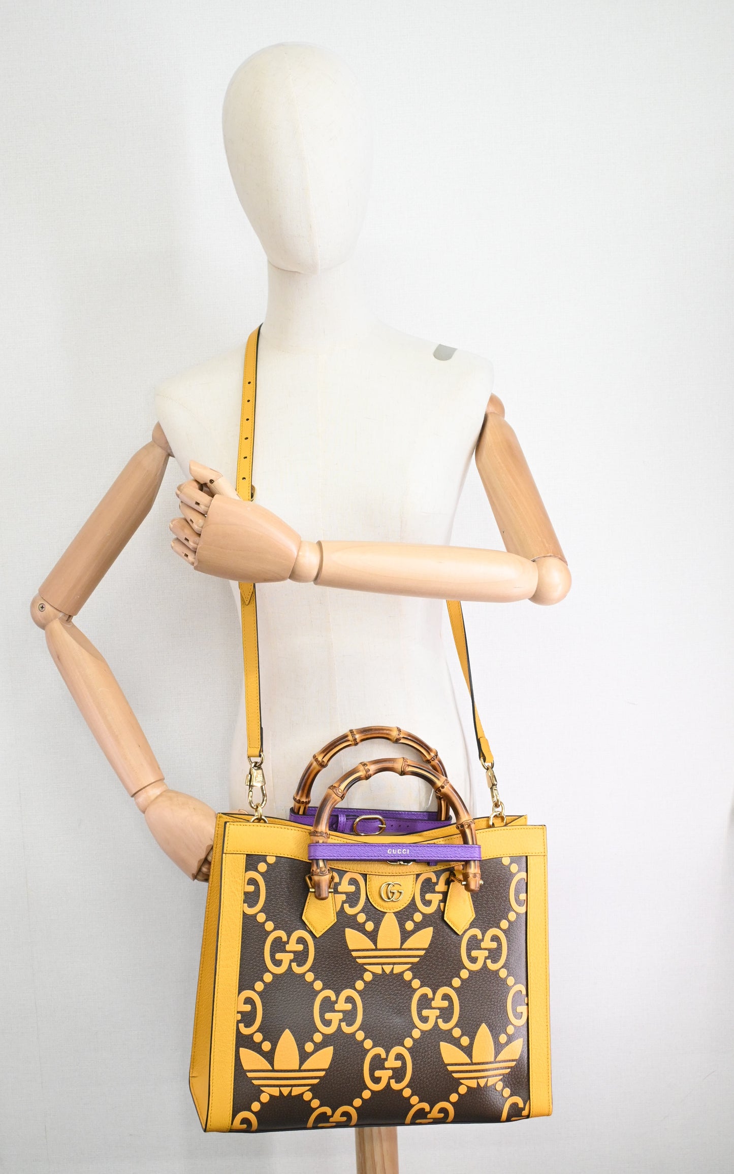 Gucci x Adidas Diana MM in Yellow and Brown Leather