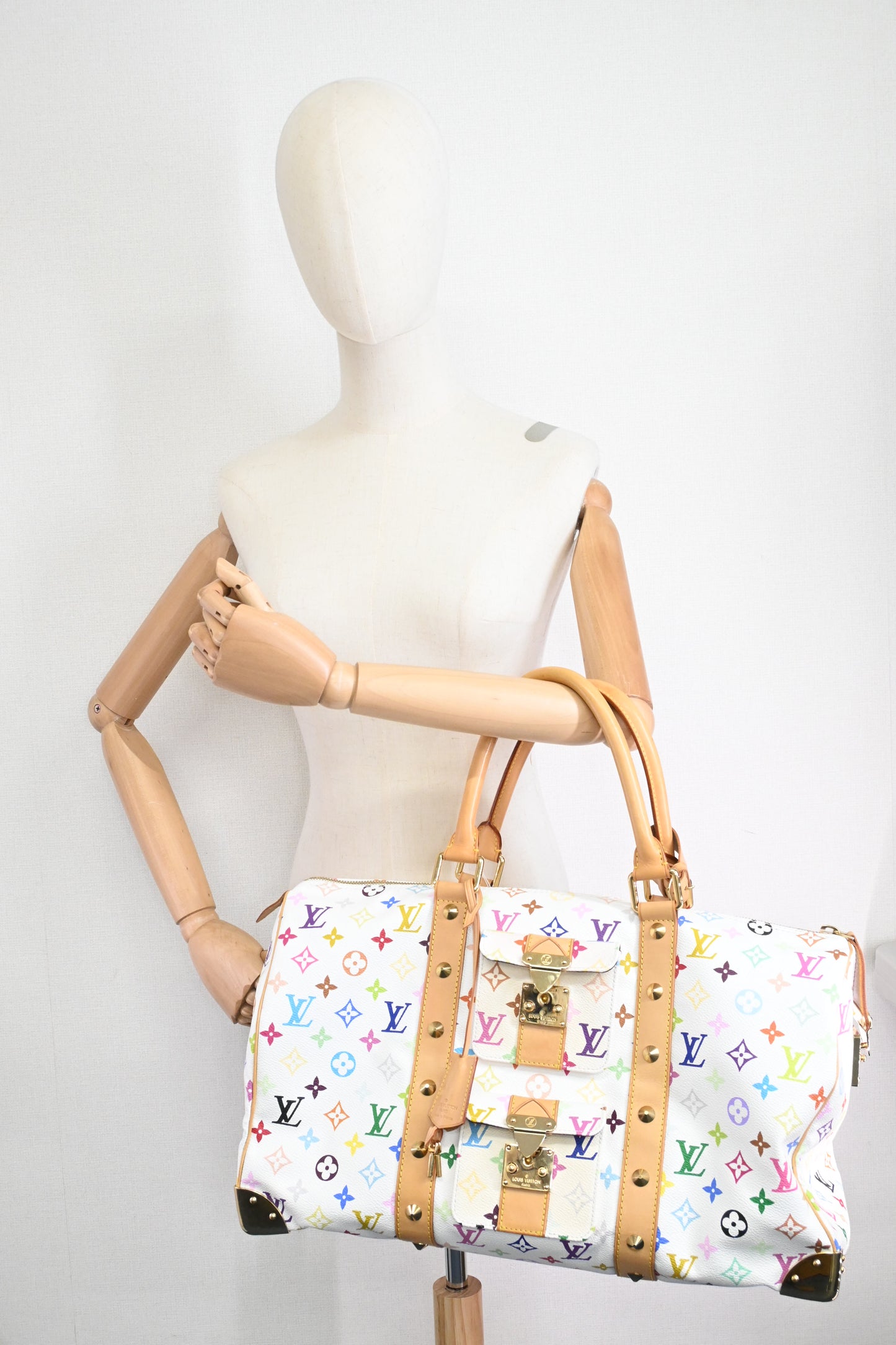 Louis Vuitton Keepall 45 in White Multicolor Monogram Canvas