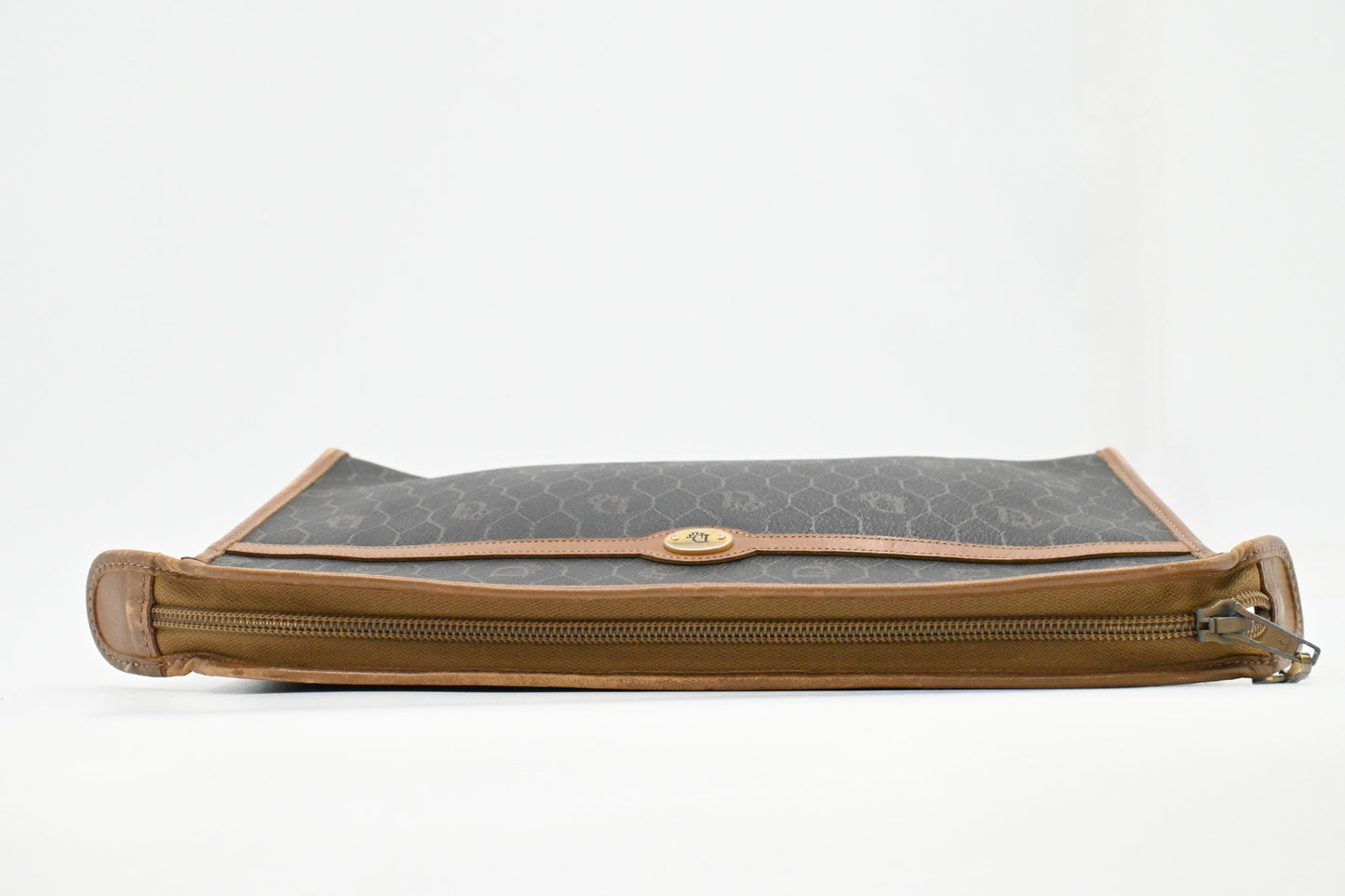 Dior Pouch in Gray Honeycomb Coated Canvas