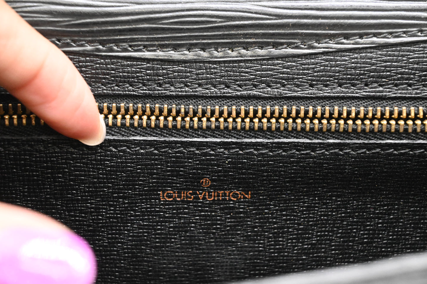 Louis Vuitton Art Deco Clutch in Black Epi Leather