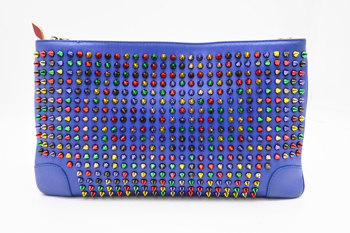 Louboutin Loubiposh Clutch in Blue Purple Spiked Leather