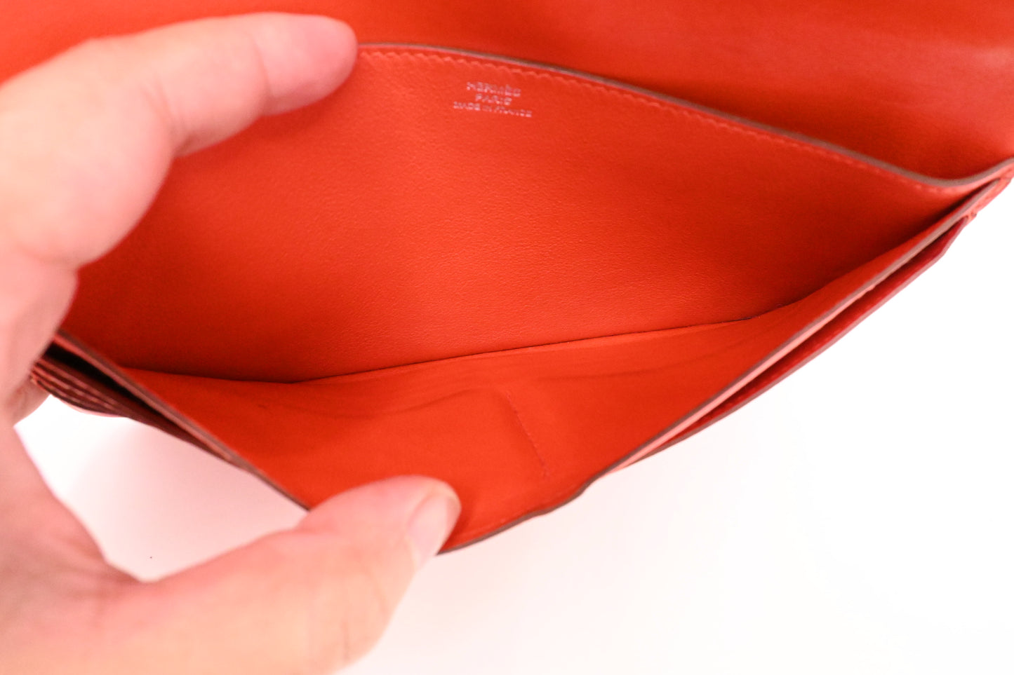 Hermes Dogon Wallet in Blood Orange Leather
