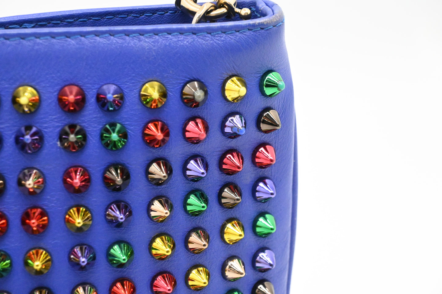 Louboutin Loubiposh Clutch in Blue Purple Spiked Leather