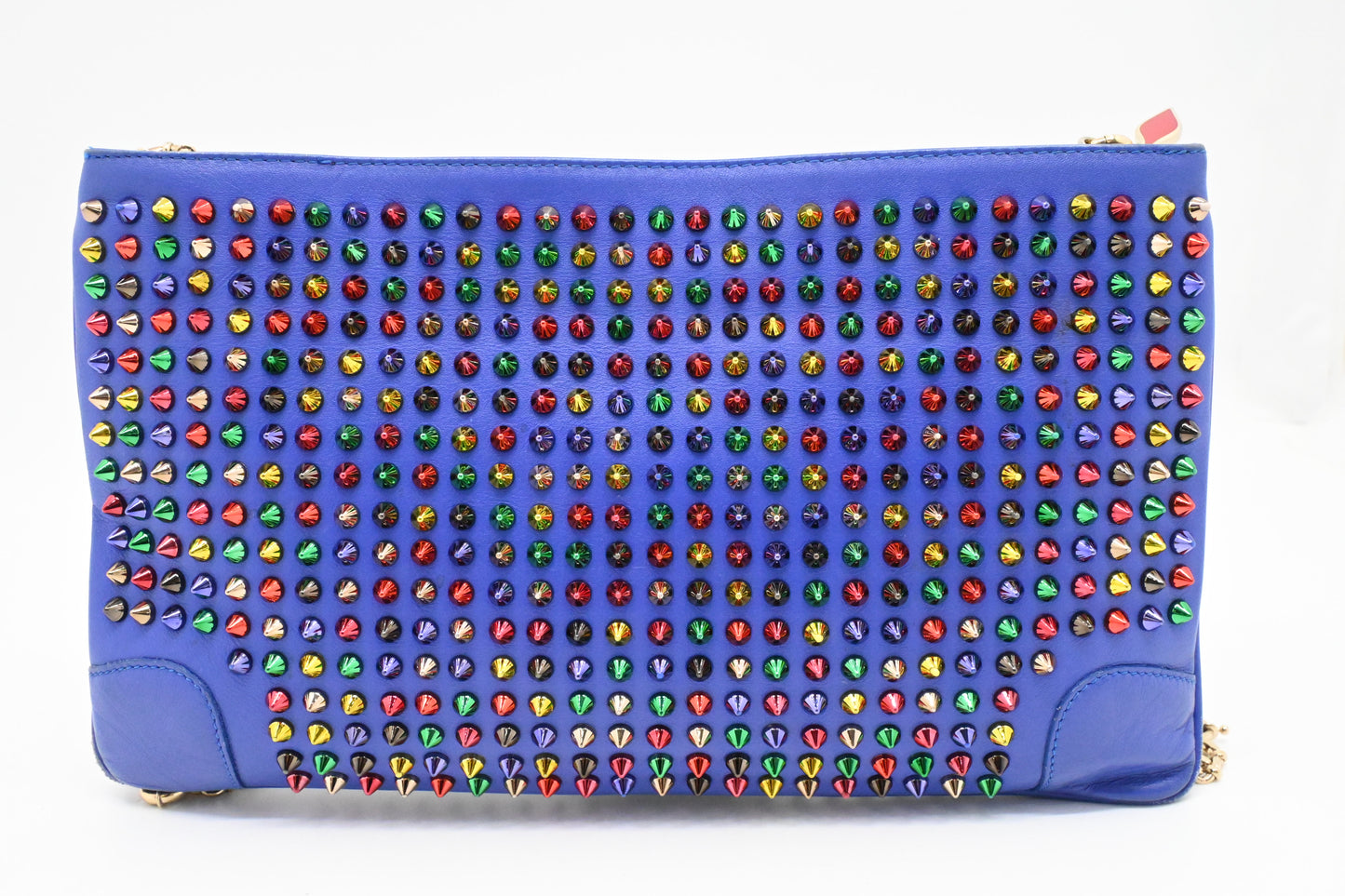 Louboutin Loubiposh Clutch in Blue Purple Spiked Leather