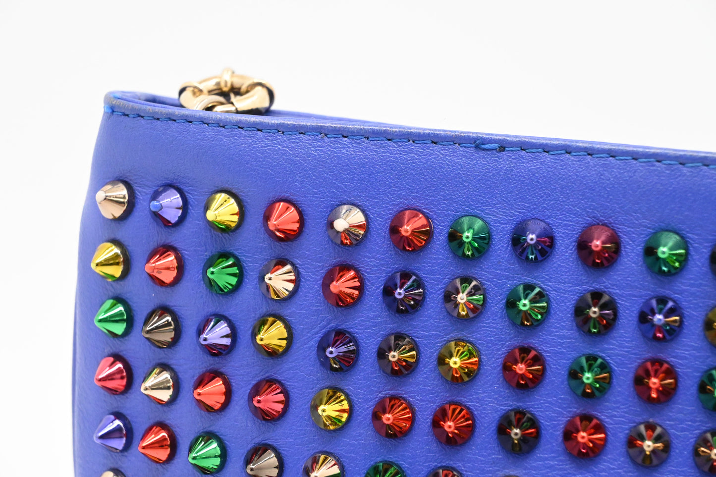 Louboutin Loubiposh Clutch in Blue Purple Spiked Leather