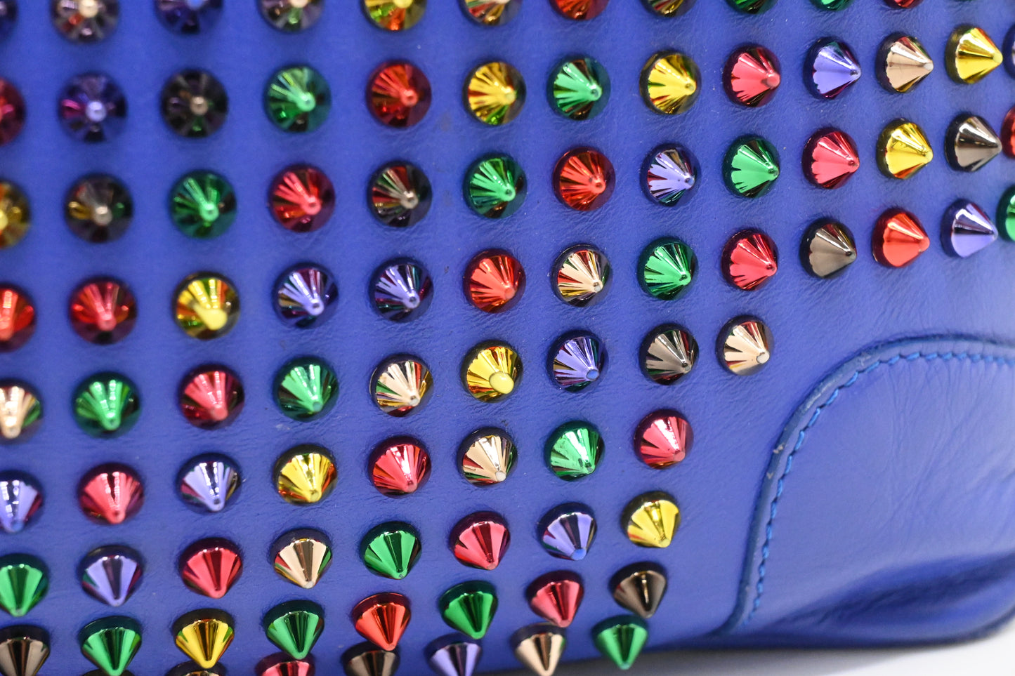Louboutin Loubiposh Clutch in Blue Purple Spiked Leather