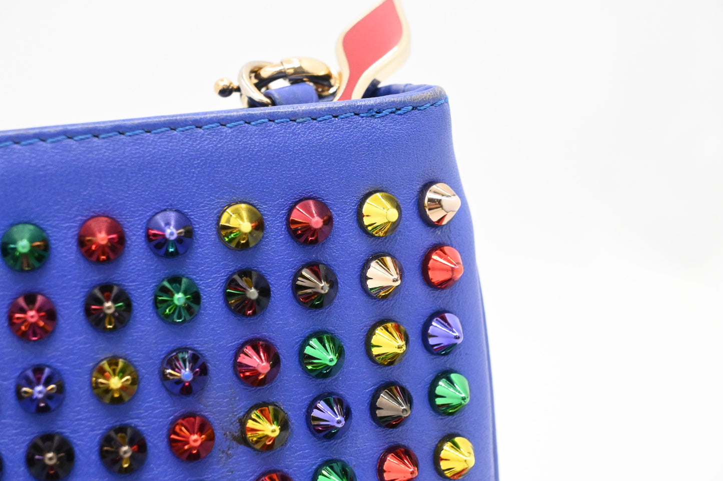 Louboutin Loubiposh Clutch in Blue Purple Spiked Leather