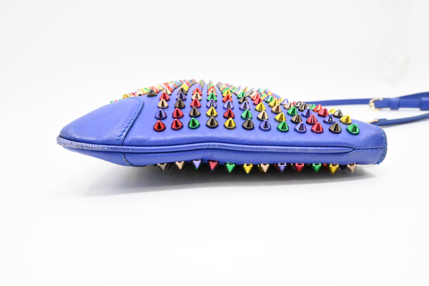 Louboutin Loubiposh Clutch in Blue Purple Spiked Leather