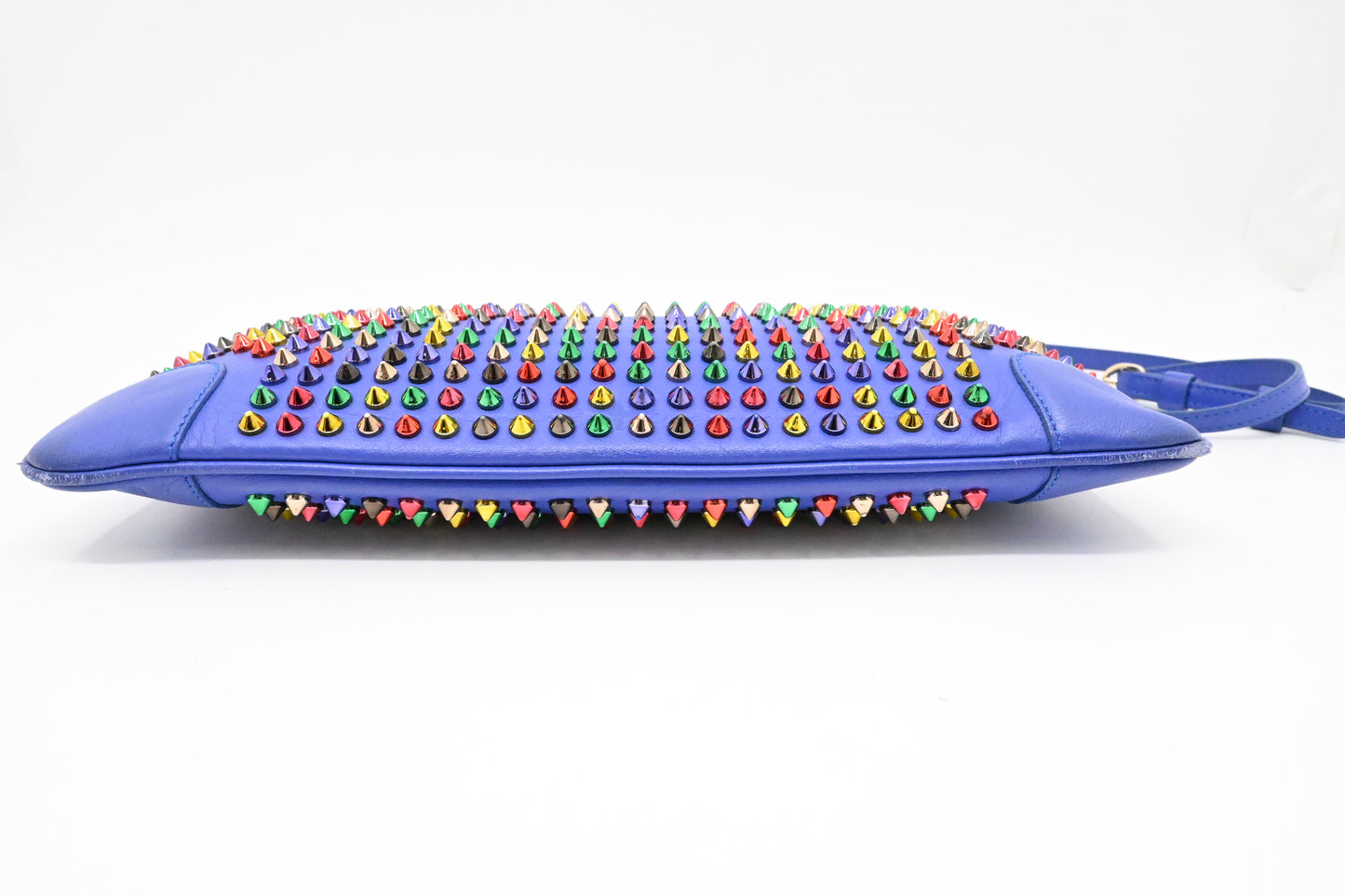 Louboutin Loubiposh Clutch in Blue Purple Spiked Leather