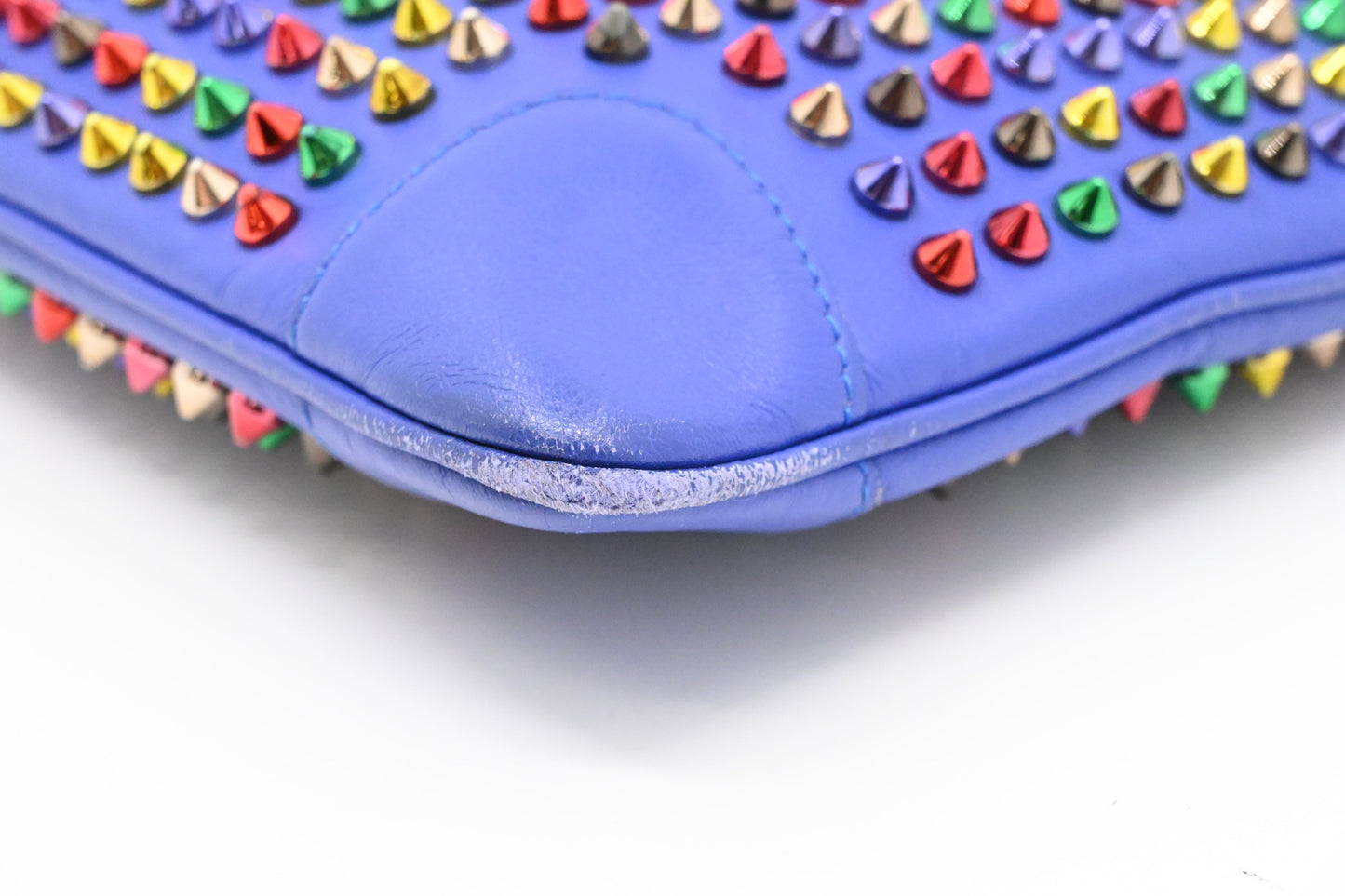 Louboutin Loubiposh Clutch in Blue Purple Spiked Leather