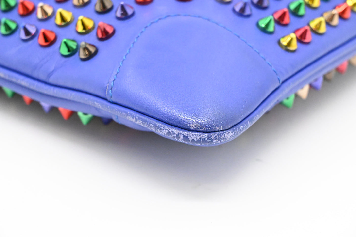 Louboutin Loubiposh Clutch in Blue Purple Spiked Leather