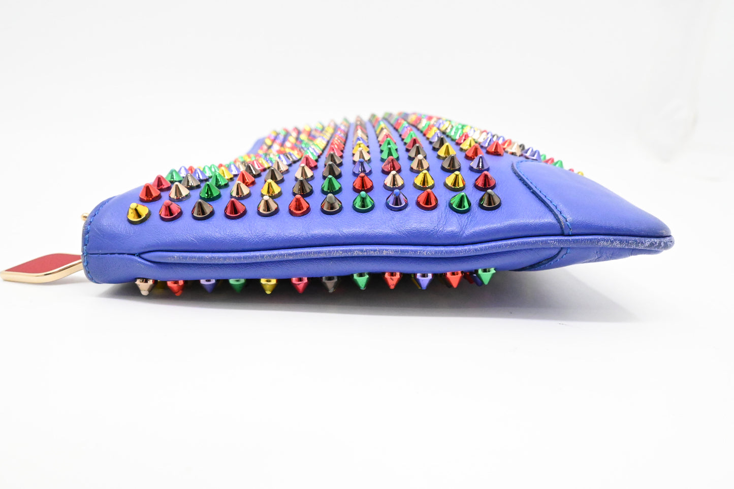 Louboutin Loubiposh Clutch in Blue Purple Spiked Leather