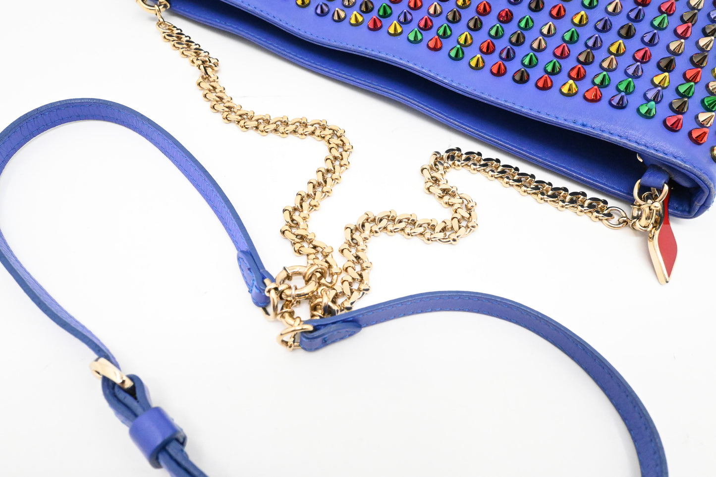 Louboutin Loubiposh Clutch in Blue Purple Spiked Leather