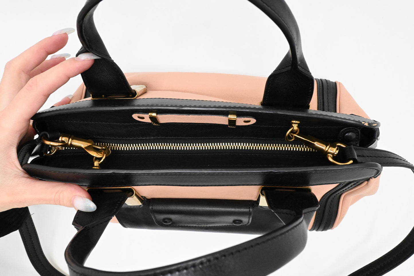 Chloe Alice Bag in Pink and Black Leather