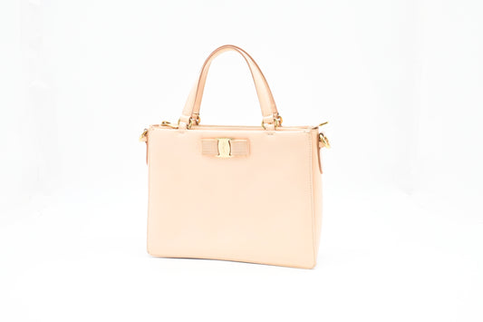 Ferragamo Vara Handbag in Peach Leather