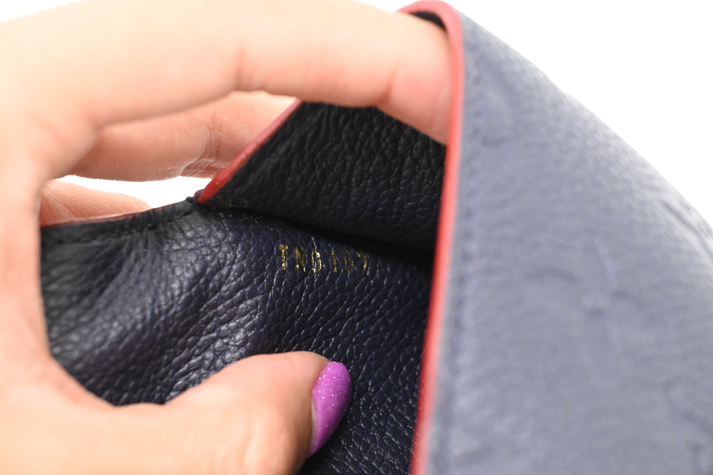 Louis Vuitton Pochette Cles in Marine Rouge Empreinte Leather