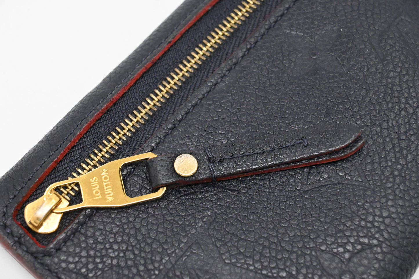Louis Vuitton Pochette Cles in Marine Rouge Empreinte Leather