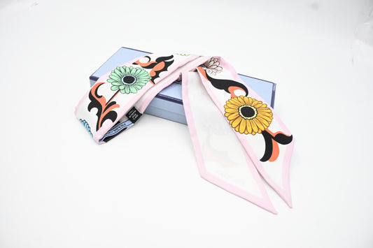 Prada Flower Twill Scarf in Multicolor Silk