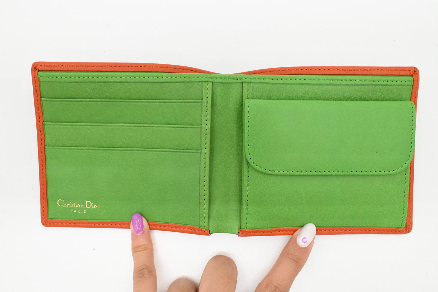 Dior Wallet in Orange Leather