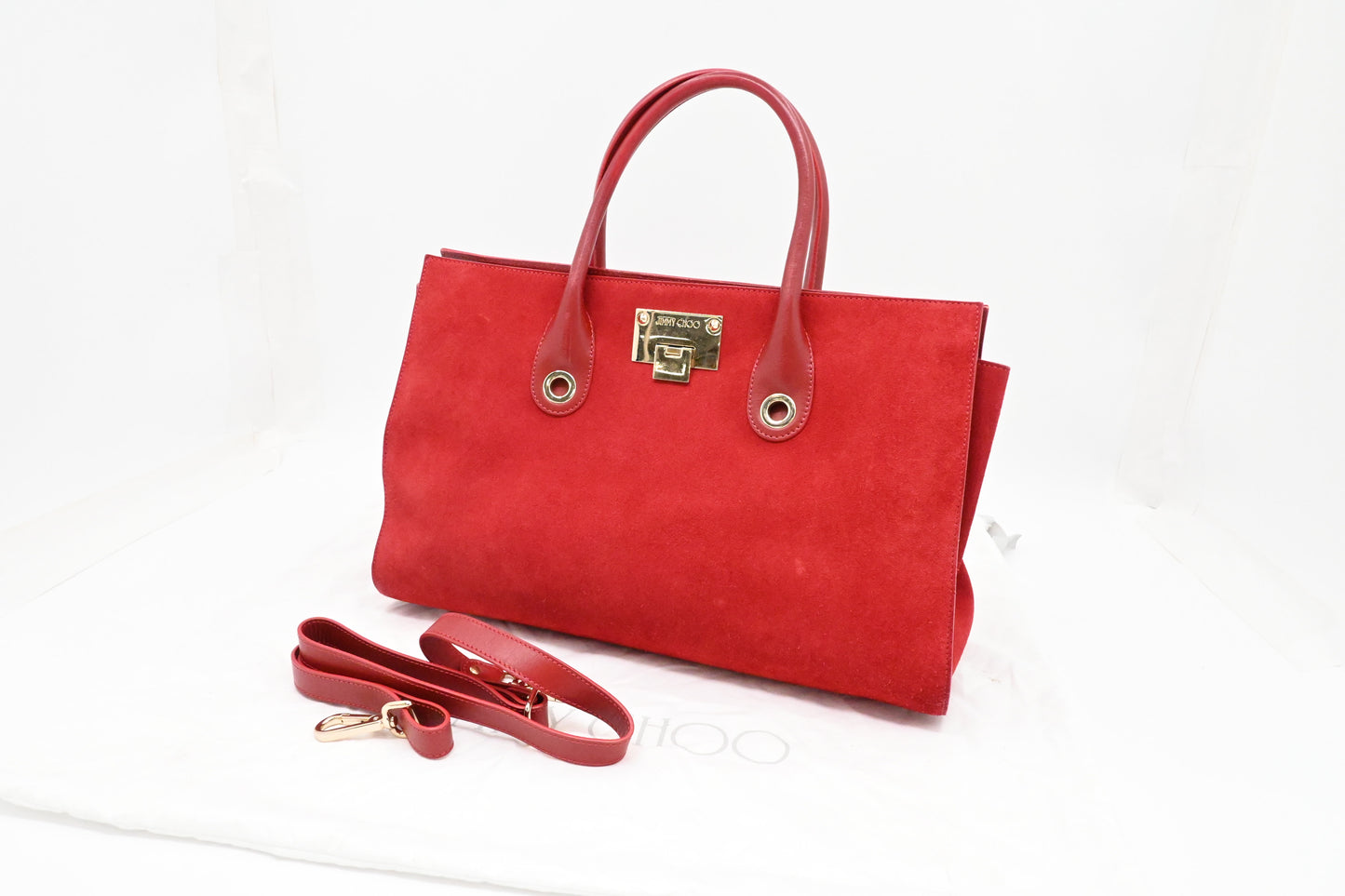 Jimmy Choo Laylin Tote in Red Suede Leather