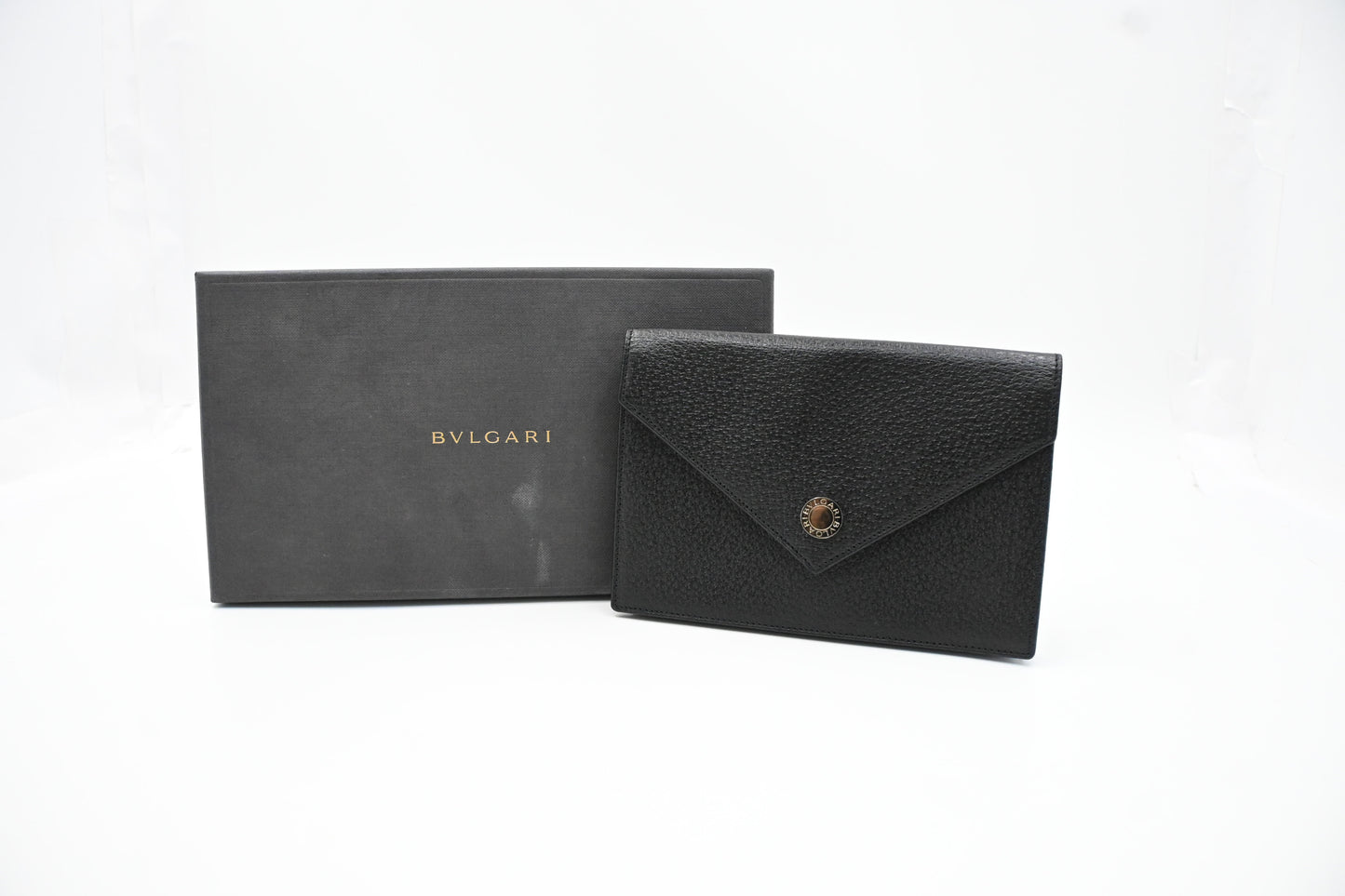 Bvlgari Envelope Pouch in Black Leather