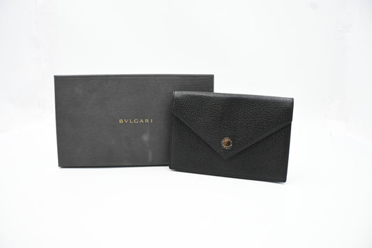 Bvlgari Envelope Pouch in Black Leather