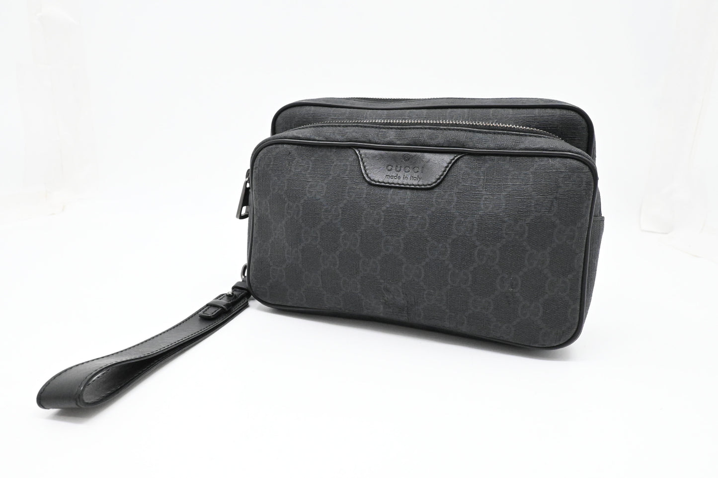 Gucci Wrist Pouch in Black GG Canvas