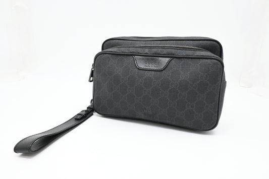 Gucci Wrist Pouch in Black GG Canvas